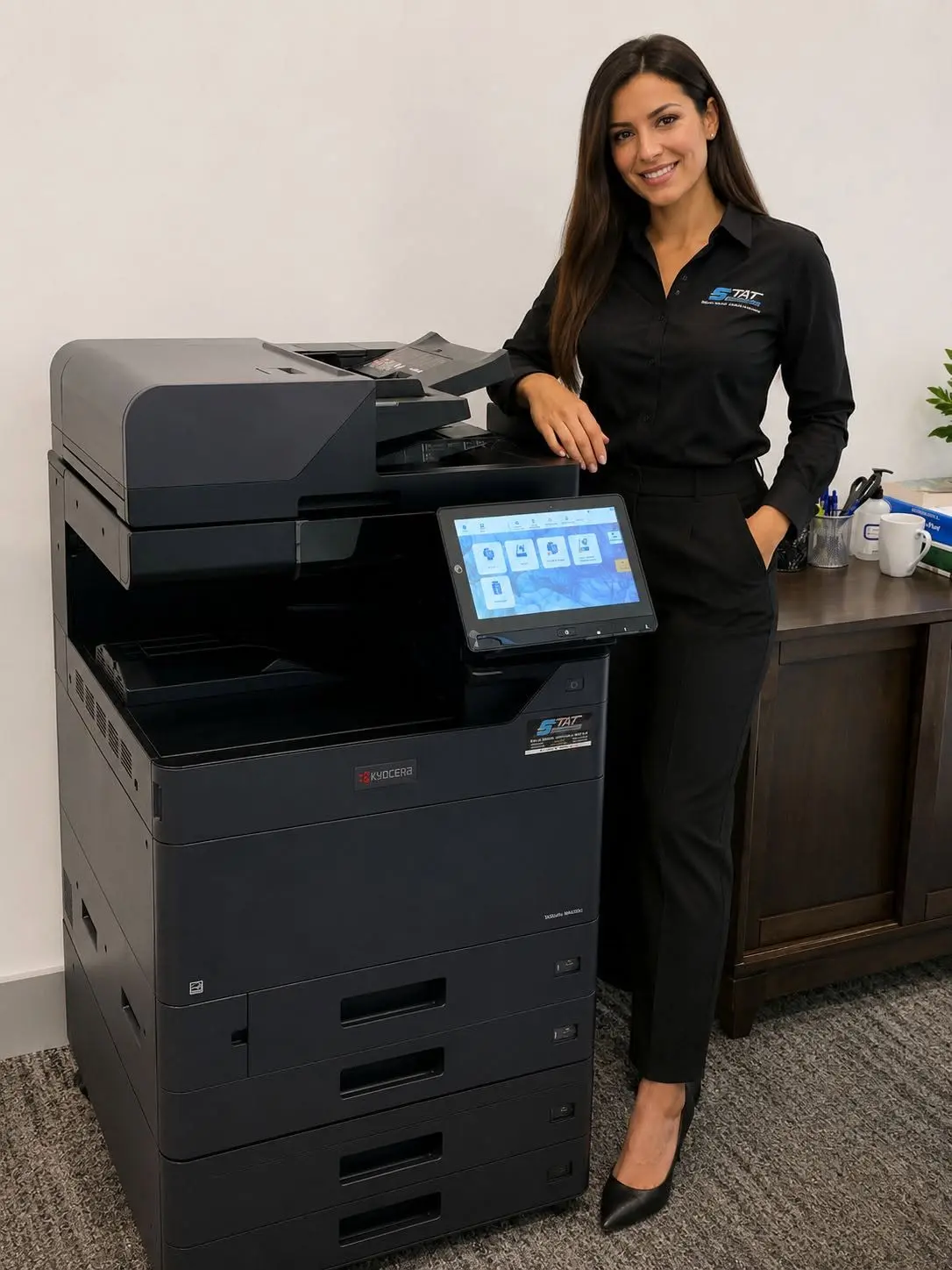 Floor-standing Kyocera TASKalfa-style multifunction copier in an office