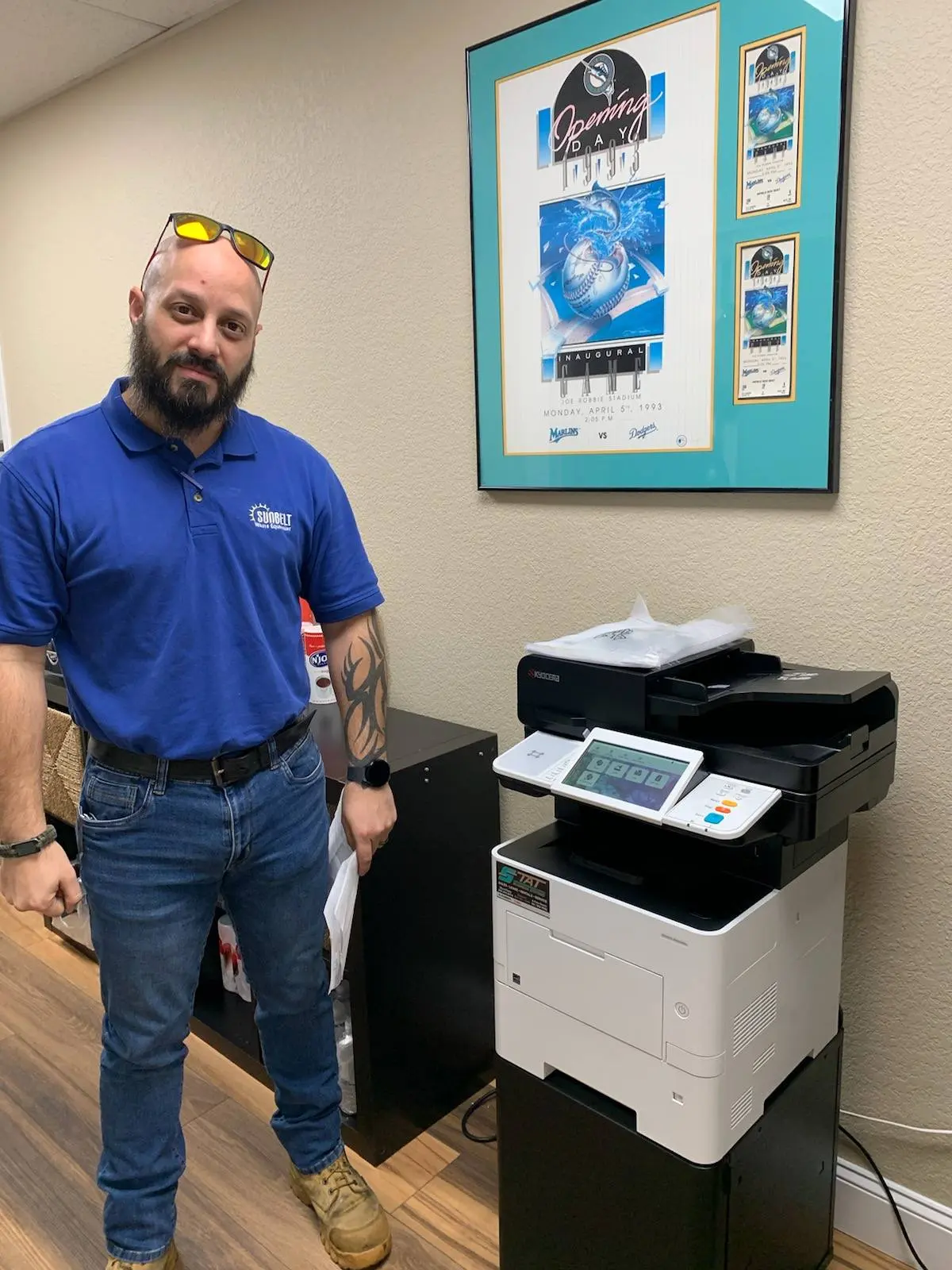 Local technician diagnosing an office printer connection problem