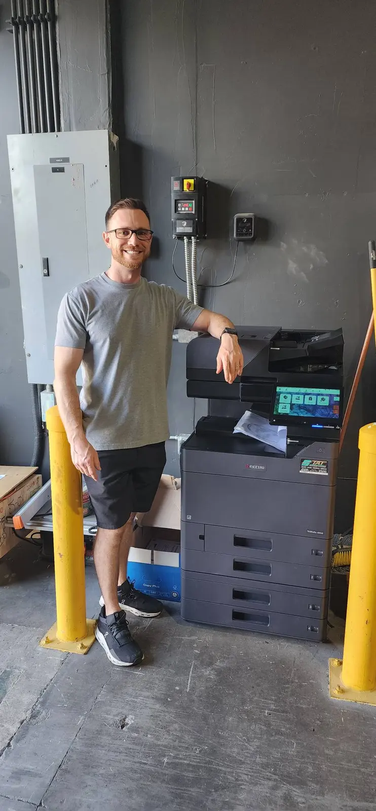 Technical team using large-format printing for construction drawings